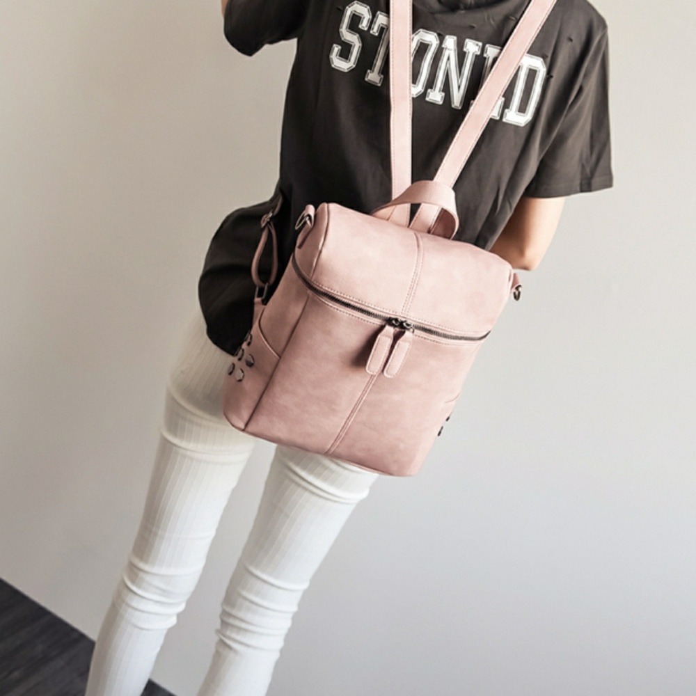 SALE $38-Pink Vegan Leather Backpack - Picture 4 of 8